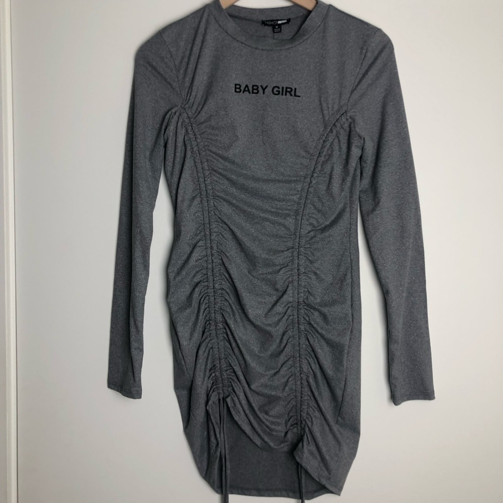 Fashion Nova grey baby girl mini dress in size M.